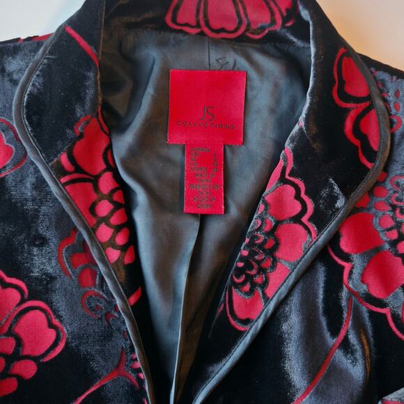 Romantic Goth Silk Blend Velvet Burnout Evening Jacket Floral Statement - Picture 14 of 15